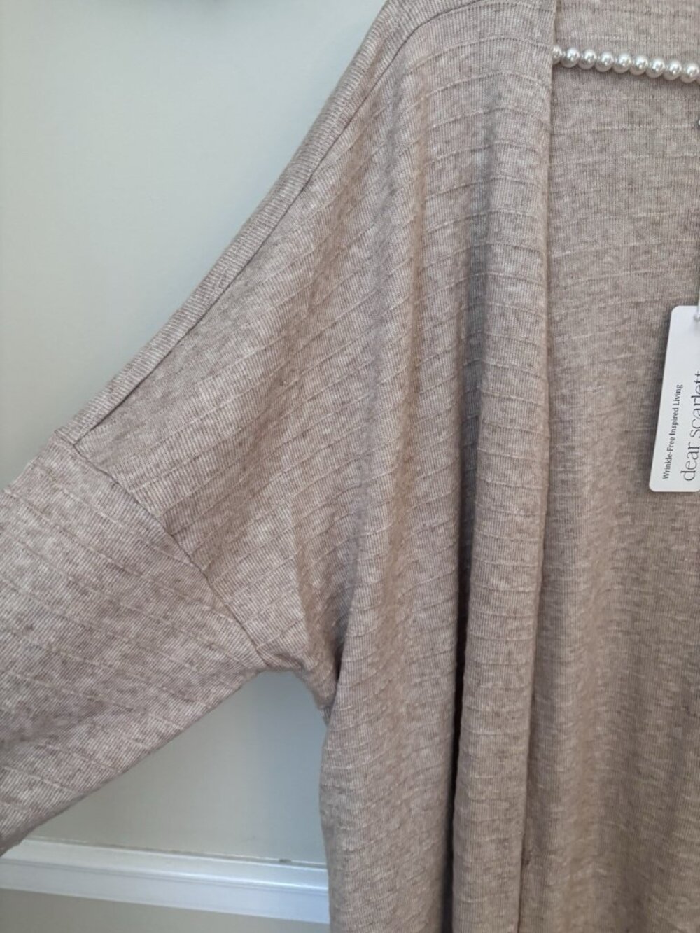 NWT Dear Scarlett Womens Size 2X Tan Cardigan Sweater Pockets Open Front - Picture 4 of 8